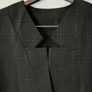 Work! Black Dressy Windowpane Pattern Blouse